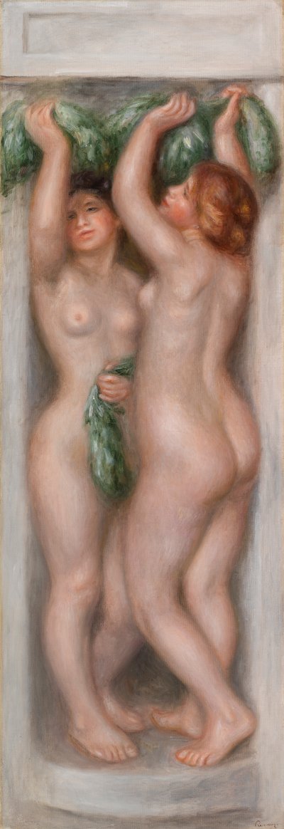 Cariatidi; anche chiamato Deux baigneuses (panneau décoratif) da Pierre Auguste Renoir