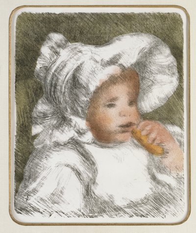 Bambino con biscotto, c.1888-89 da Pierre Auguste Renoir