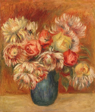 Crisantemi in un vaso verde da Pierre Auguste Renoir