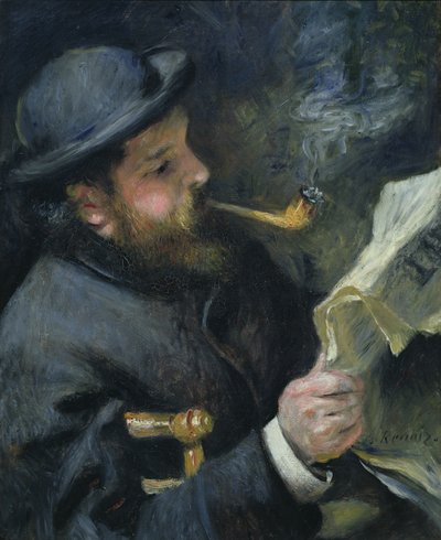 Claude Monet (1840-1926) che legge un giornale, 1872 da Pierre Auguste Renoir