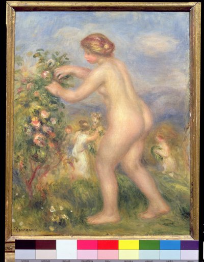 Nudo femminile che raccoglie fiori da Pierre Auguste Renoir