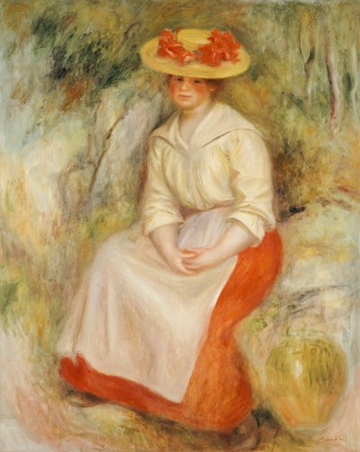 Gabrielle con un cappello di paglia, 1900 da Pierre Auguste Renoir