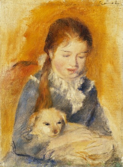 Ragazza con Cane (c.1875) da Pierre Auguste Renoir