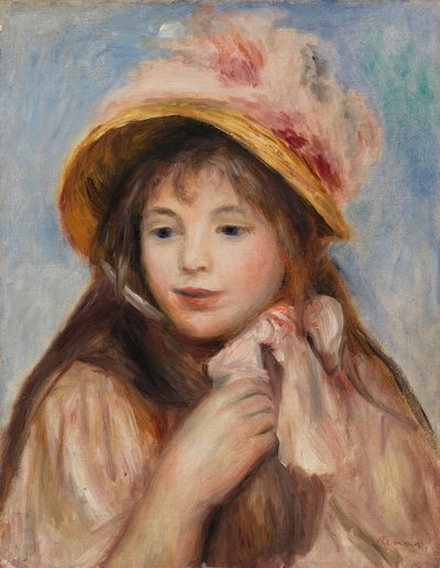Ragazza con cappello rosa da Pierre Auguste Renoir