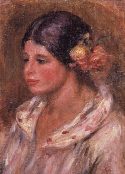 Ragazza con rose nei capelli da Pierre Auguste Renoir