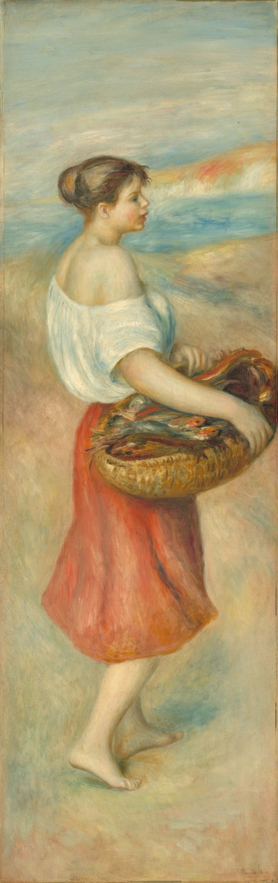 Ragazza con un cesto di pesci, c. 1889 da Pierre Auguste Renoir