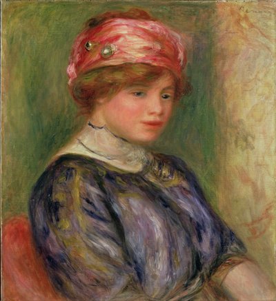 Ragazza con cappello rosa da Pierre Auguste Renoir