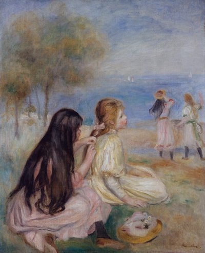 Ragazze in riva al mare, c.1875 da Pierre Auguste Renoir