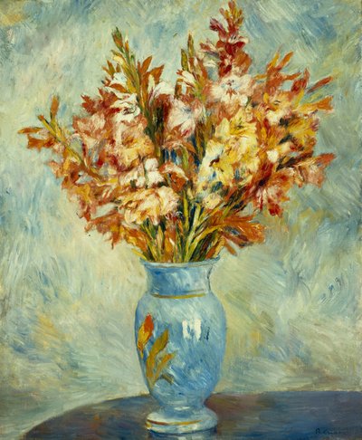 Gladioli in vaso blu da Pierre Auguste Renoir