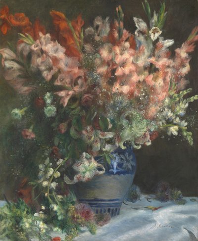 Gladioli in un vaso da Pierre Auguste Renoir