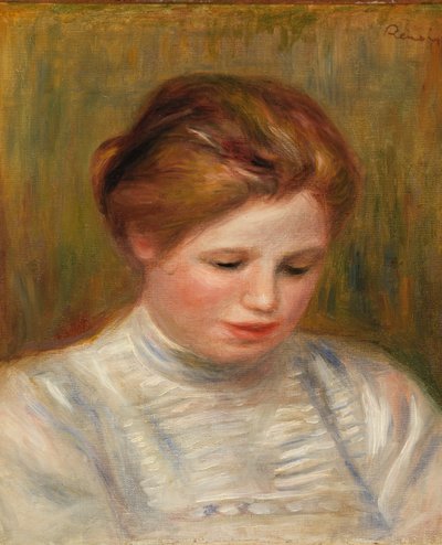 Testa; anche chiamato Etude de brodeuse da Pierre Auguste Renoir