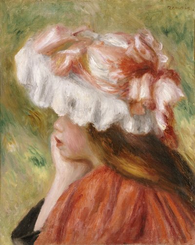 Testa di una Giovane Ragazza con Cappello Rosso da Pierre Auguste Renoir