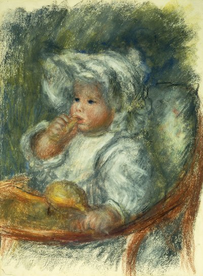 Jean Renoir su una sedia - Bambino con un biscotto, c1895 da Pierre Auguste Renoir