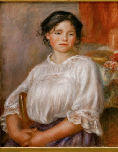 Jeune fille assise (olio su tela) da Pierre Auguste Renoir
