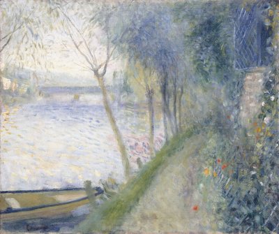 Paesaggio al bordo della Senna con il ponte d