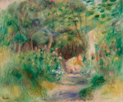 Paesaggio con donna che fa giardinaggio da Pierre Auguste Renoir
