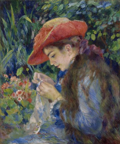 Marie-Therese Durand-Ruel che cuce, 1882 da Pierre Auguste Renoir