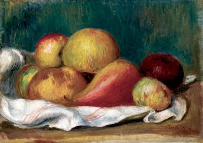 Natura morta con mele e pere. Dipinto di Pierre Auguste Renoir (Pierre-Auguste Renoir da Pierre Auguste Renoir