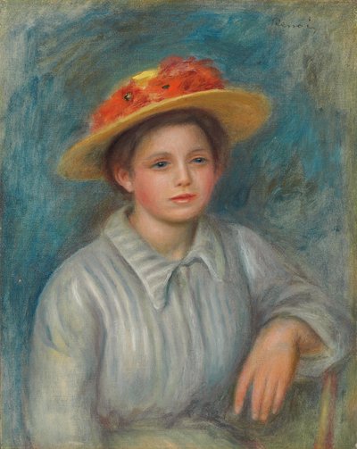 Ritratto di una donna con cappello fiorito da Pierre Auguste Renoir