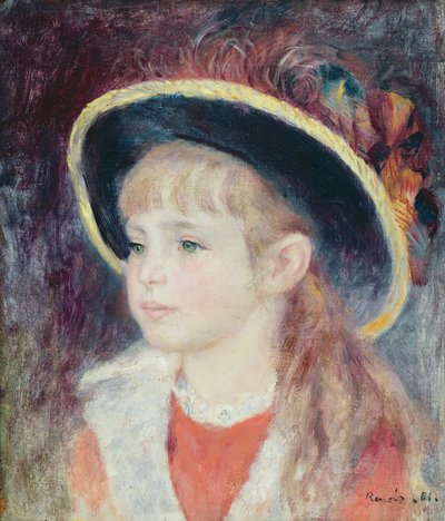 Ritratto di una giovane ragazza con cappello blu, 1881 da Pierre Auguste Renoir