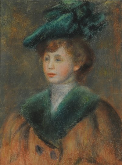Ritratto di una giovane donna con cappello verde da Pierre Auguste Renoir