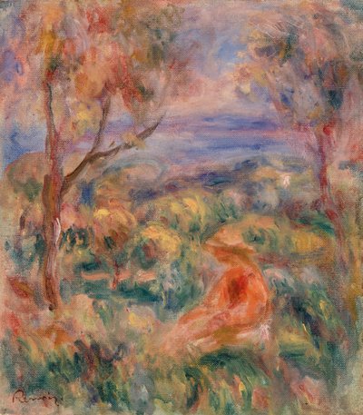 Donna seduta al bordo del mare da Pierre Auguste Renoir