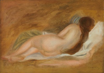 Nudo dormiente, vista posteriore, sfondo ocra; Nu Couche, vu de Dos, sur fond Ocre, c.1885 da Pierre Auguste Renoir