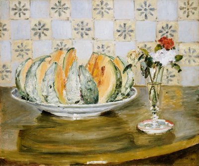 Natura morta con un melone e un vaso di fiori, c.1872 da Pierre Auguste Renoir