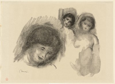 Pietra con tre schizzi da Pierre Auguste Renoir