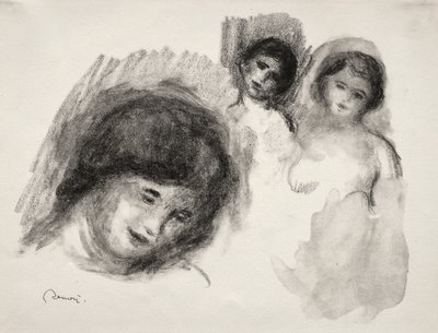 Pietra con tre schizzi da Pierre Auguste Renoir