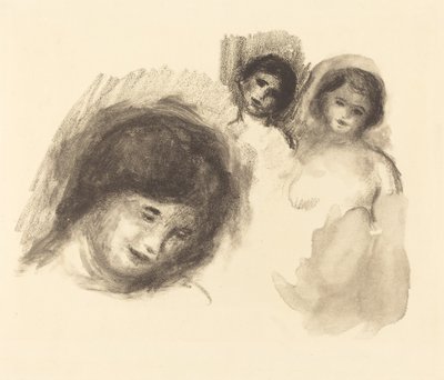 Pietra con tre schizzi da Pierre Auguste Renoir