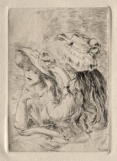 La spilla (la figlia di Berthe Morisot e sua cugina), 1ª tavola da Pierre Auguste Renoir