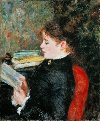 La lettrice (Donna che legge). Dipinto di Pierre-Auguste Renoir da Pierre Auguste Renoir