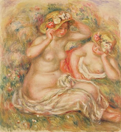 Due nudi con cappelli da Pierre Auguste Renoir