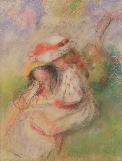 Due giovani ragazze in un giardino, c.1885 da Pierre Auguste Renoir