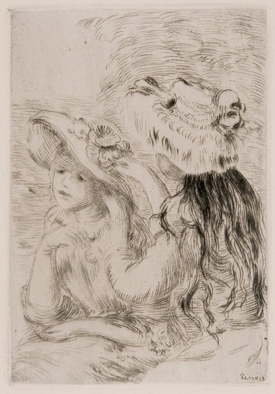 Due giovani ragazze che appuntano fiori sui loro cappelli, c1897 da Pierre Auguste Renoir
