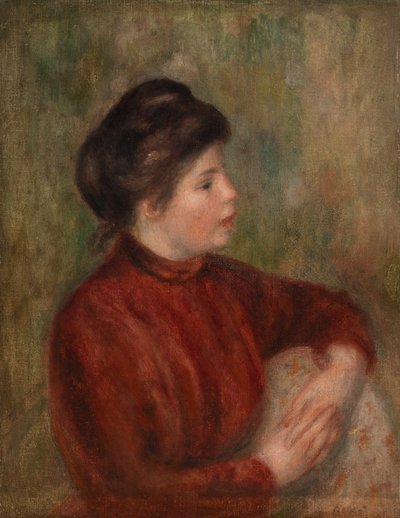 Donna appoggiata a una sedia da Pierre Auguste Renoir
