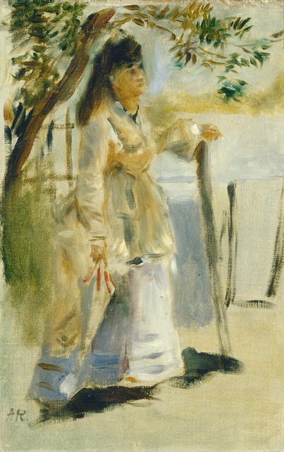 Donna vicino a una recinzione, 1866 da Pierre Auguste Renoir