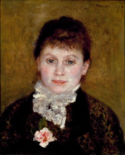 Donna con colletto bianco. Ritratto di una donna con una rosa da Pierre Auguste Renoir