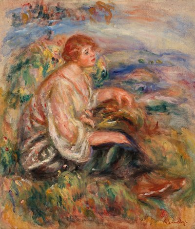 Donna in camicetta di tulle e gonna nera da Pierre Auguste Renoir