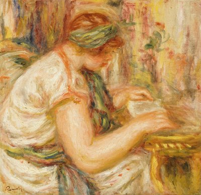 Donna in una camicia araba che legge da Pierre Auguste Renoir
