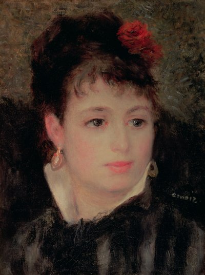 Donna con una rosa nei capelli da Pierre Auguste Renoir