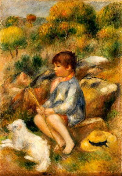 Giovane ragazzo vicino a un ruscello, 1890 da Pierre Auguste Renoir