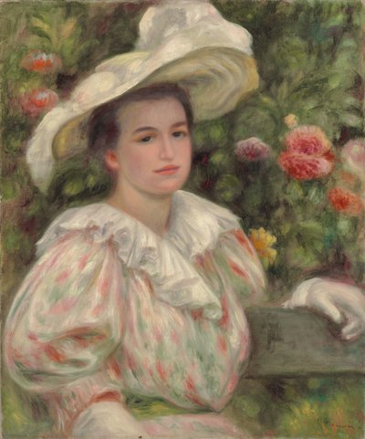 Giovane ragazza tra i fiori da Pierre Auguste Renoir