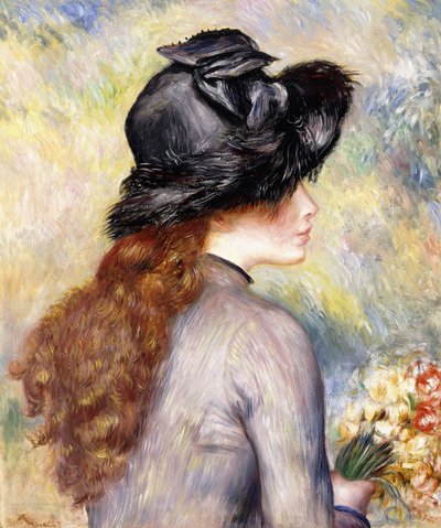 Giovane ragazza con un mazzo di tulipani da Pierre Auguste Renoir