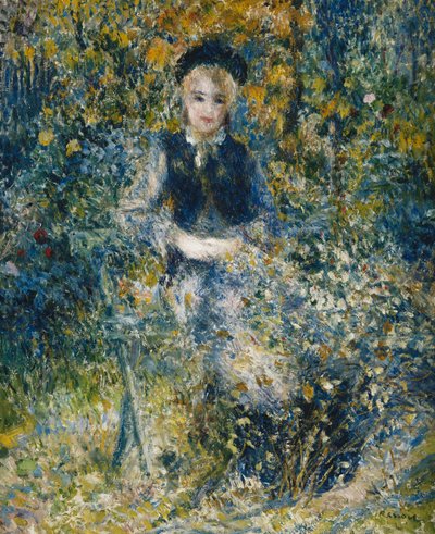 Giovane ragazza su una panchina, 1875 da Pierre Auguste Renoir