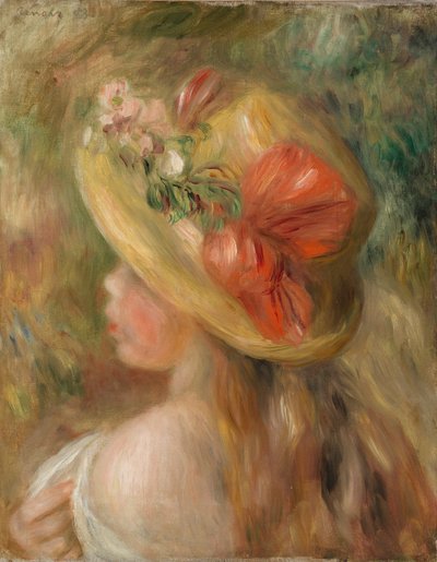Giovane ragazza con cappello da Pierre Auguste Renoir