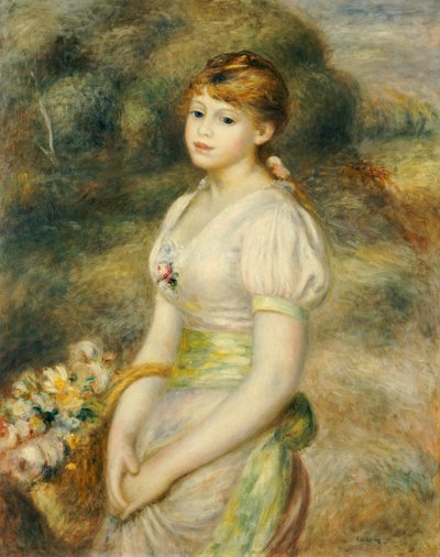Giovane Ragazza con un Cesto di Fiori da Pierre Auguste Renoir