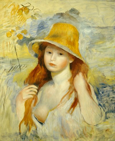 Giovane ragazza con cappello di paglia da Pierre Auguste Renoir