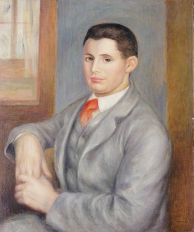 Giovane Uomo con una Cravatta Rossa, 1890 da Pierre Auguste Renoir